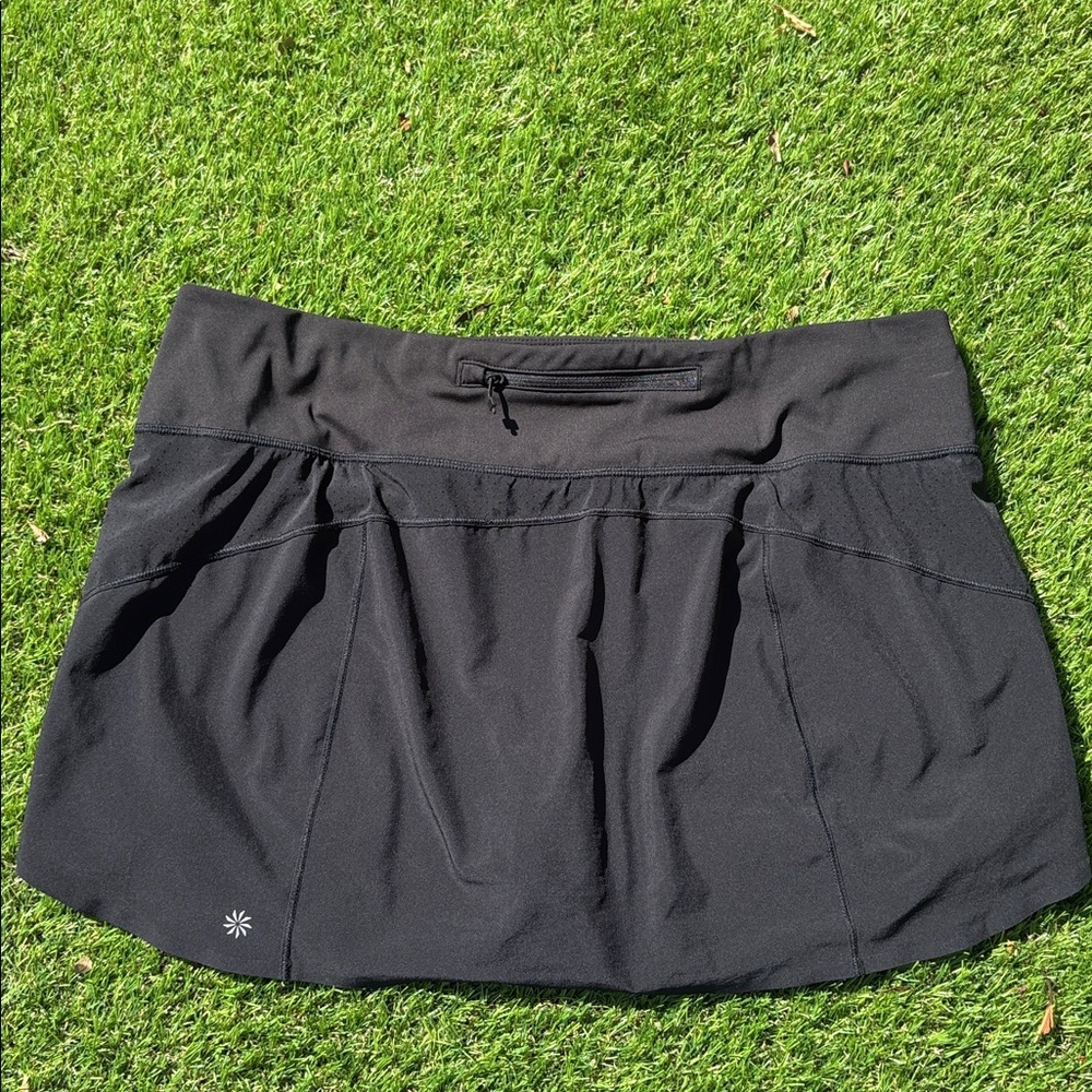 Athleta Run With It Skort Size XL Black Tennis Pickleball Golf Skirt - Picture 6 of 7